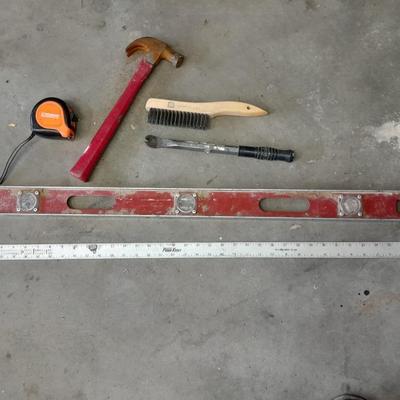 Hammer, Level, tape measure, and other tools