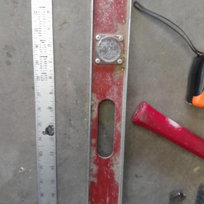 Hammer, Level, tape measure, and other tools
