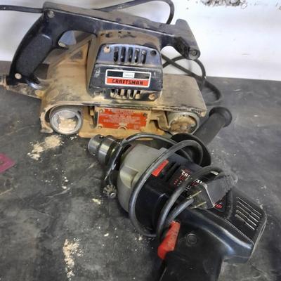 Craftsman 3-inch belt sander, and 1/2 in hammer drill