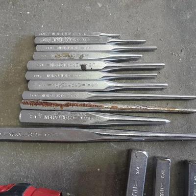 All Craftsman tools, magnetic holder, tape measure, wrenches, chisels and taps