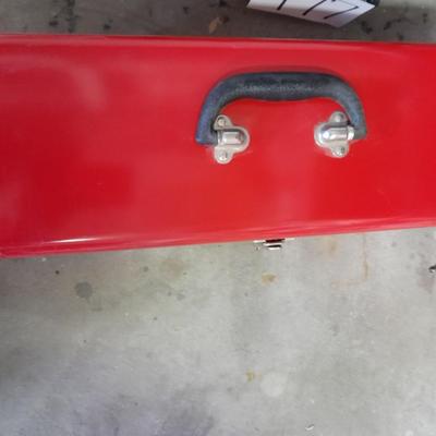 Husky toolbox with tray and a grouping of hand tools