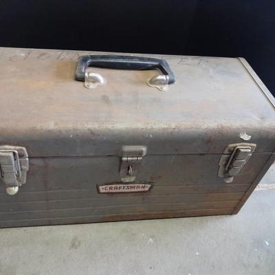Old Craftsman toolbox with assortment of older tools
