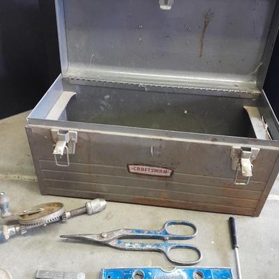 Old Craftsman toolbox with assortment of older tools