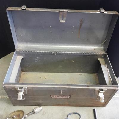 Old Craftsman toolbox with assortment of older tools