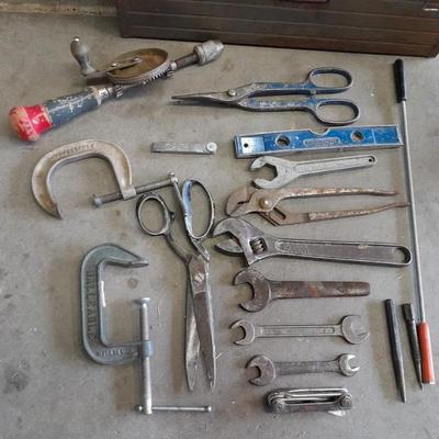 Old Craftsman toolbox with assortment of older tools