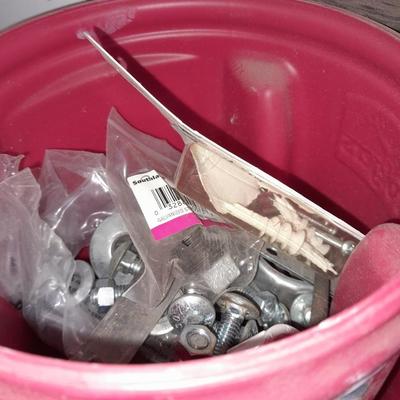 Boxes, and cans full of home hardware - bolts, nuts, nails, and more
