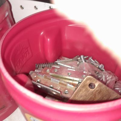 Boxes, and cans full of home hardware - bolts, nuts, nails, and more