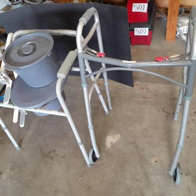 Adjustable legged Mobility walker with a Bariatric Commode