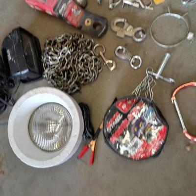 Automotive needs, Spotlight, hitch, chain, Jumper cables and more