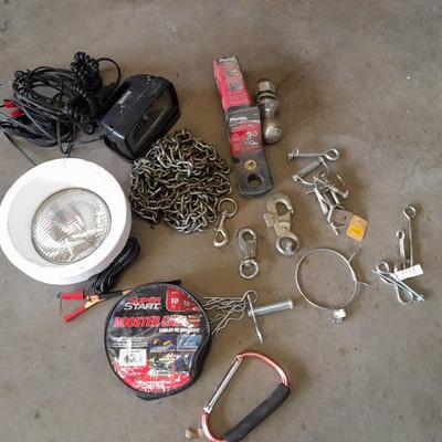 Automotive needs, Spotlight, hitch, chain, Jumper cables and more