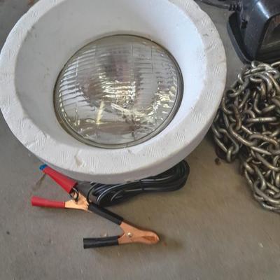 Automotive needs, Spotlight, hitch, chain, Jumper cables and more