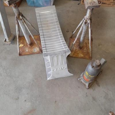 Jack stands, bottle jack, and EZ Jack