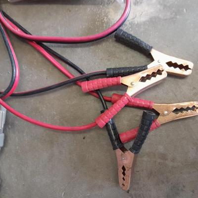 Automotive toolkit in case, jumper cables, rope and siphon hose