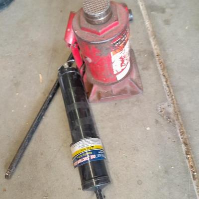 Bottle Jack, lug nut wrench and grease gun