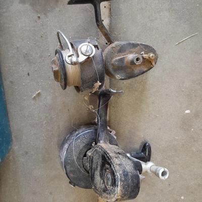 FISHING - tacklebox with cloth Falcon pole sleeve, and some tackle