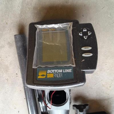 Boat seat stool, with battery-operated bottom-line side/ fish finder