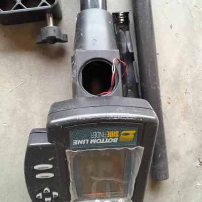 Boat seat stool, with battery-operated bottom-line side/ fish finder