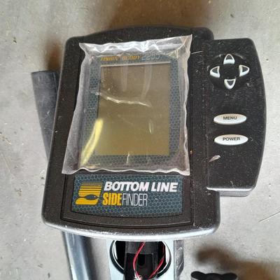 Boat seat stool, with battery-operated bottom-line side/ fish finder