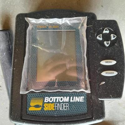 Boat seat stool, with battery-operated bottom-line side/ fish finder