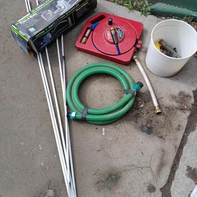 Melnor oscillating sprinkler, Toro hose, attachments, fiberglass yard / garden stakes, and more.