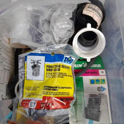 Rain Bird sprinkler heads, Drip line with attachments, and other watering / garden items