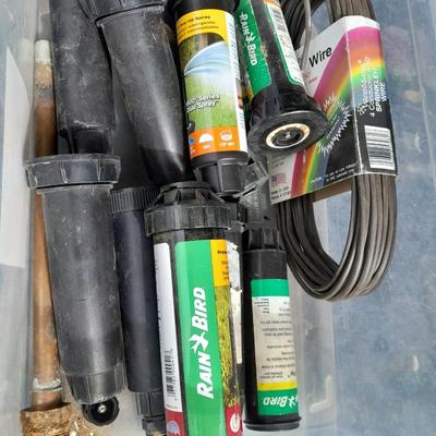 Rain Bird sprinkler heads, Drip line with attachments, and other watering / garden items