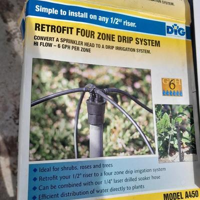 Rain Bird sprinkler heads, Drip line with attachments, and other watering / garden items