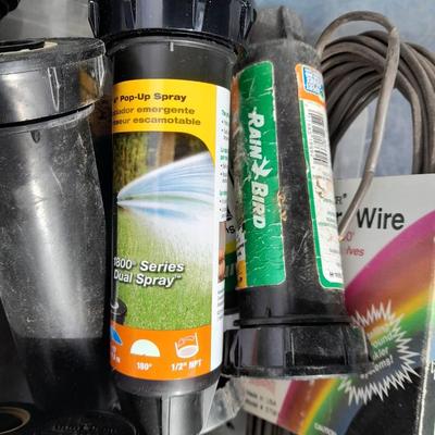 Rain Bird sprinkler heads, Drip line with attachments, and other watering / garden items