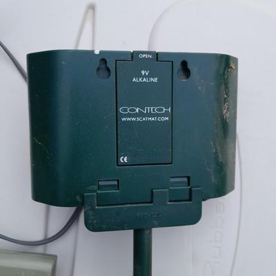 Solar light, and two cat deterrent "Cat stop" monitors