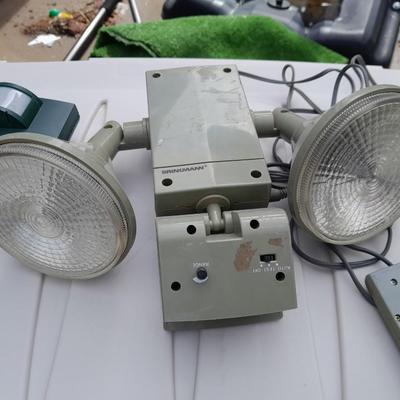 Solar light, and two cat deterrent "Cat stop" monitors