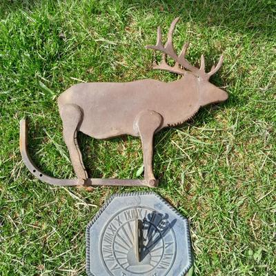 Metal elk Yard decor with metal Sundial