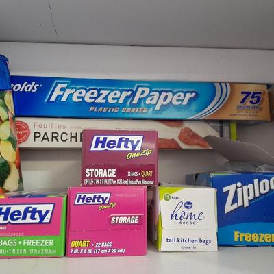 Kitchen storage bags and freezer paper