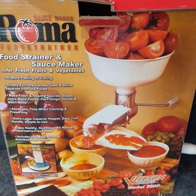 Roma food strainer and sauce maker! Great for your garden tomato's!