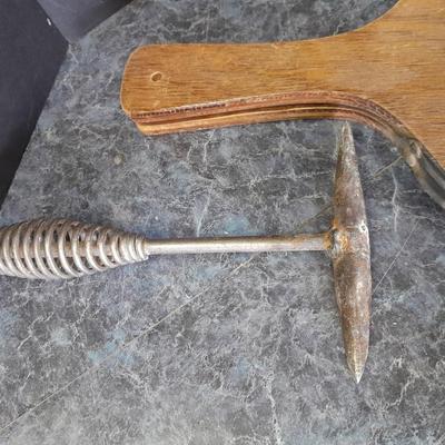 Bellows, an ash shovel and a cookstove lid tool
