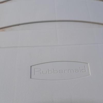 Two large Rubbermaid totes with 3 lids