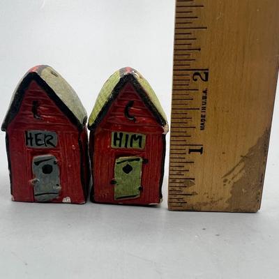 Vintage Him & Her Rustic Country Outhouse Salt & Pepper Shakers
