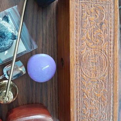 Push button locking wooden carved box, Puzzle trinket box and more