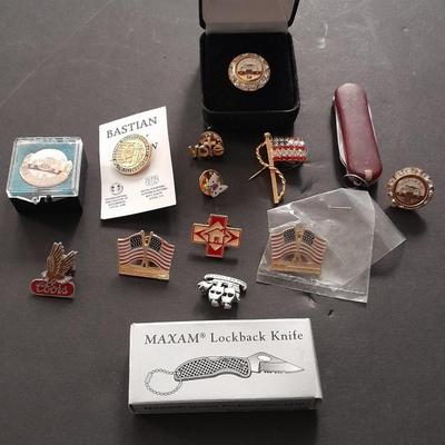 Fashion jewelry Hat pins Bastain union American made, Coors, Flags and more
