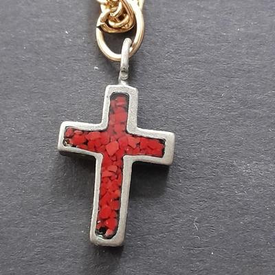 Fashion necklaces Birthstone angels, Turquoise and red colored Cross, and more
