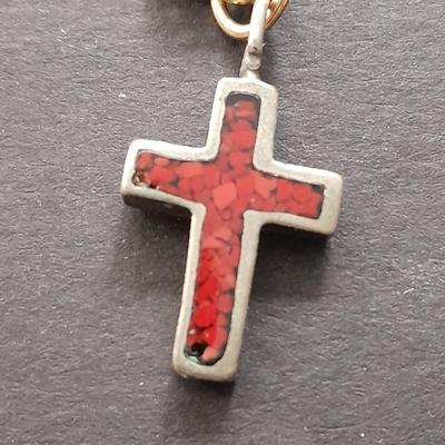 Fashion necklaces Birthstone angels, Turquoise and red colored Cross, and more