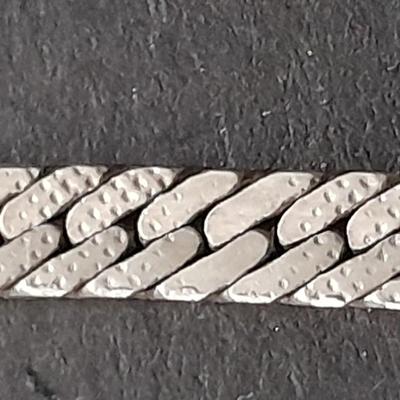 Silver toned chain necklace and 925 Sterling Silver Vintage Mexico Carved Design Hoop Earrings