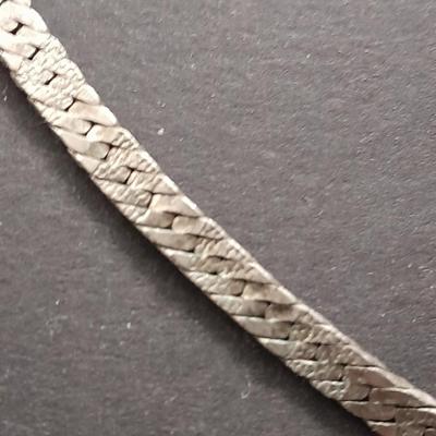 Silver toned chain necklace and 925 Sterling Silver Vintage Mexico Carved Design Hoop Earrings