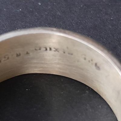 Silver toned chain necklace and 925 Sterling Silver Vintage Mexico Carved Design Hoop Earrings