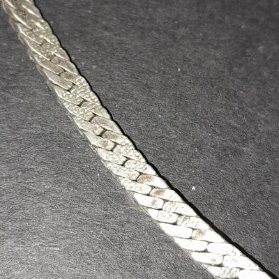 Silver toned chain necklace and 925 Sterling Silver Vintage Mexico Carved Design Hoop Earrings