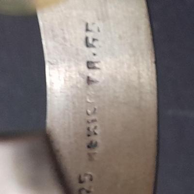 Silver toned chain necklace and 925 Sterling Silver Vintage Mexico Carved Design Hoop Earrings