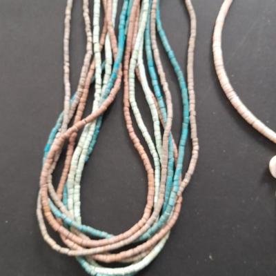 Beaded and real shells bead necklaces