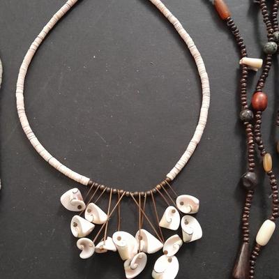 Beaded and real shells bead necklaces