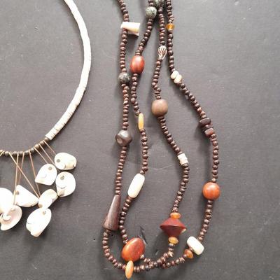 Beaded and real shells bead necklaces