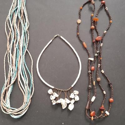 Beaded and real shells bead necklaces