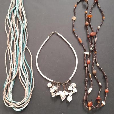 Beaded and real shells bead necklaces